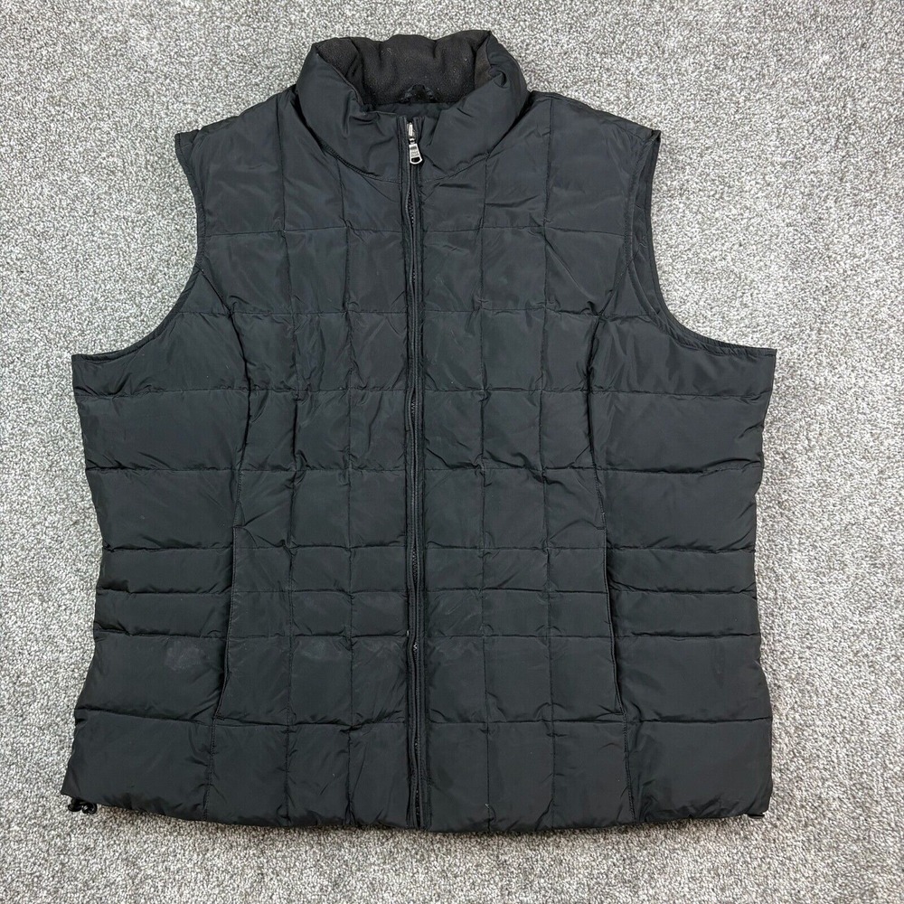 Eddie Bauer Goose Down Puffer Vest Women's 2XL Black Quilted Full Zip Outdoor